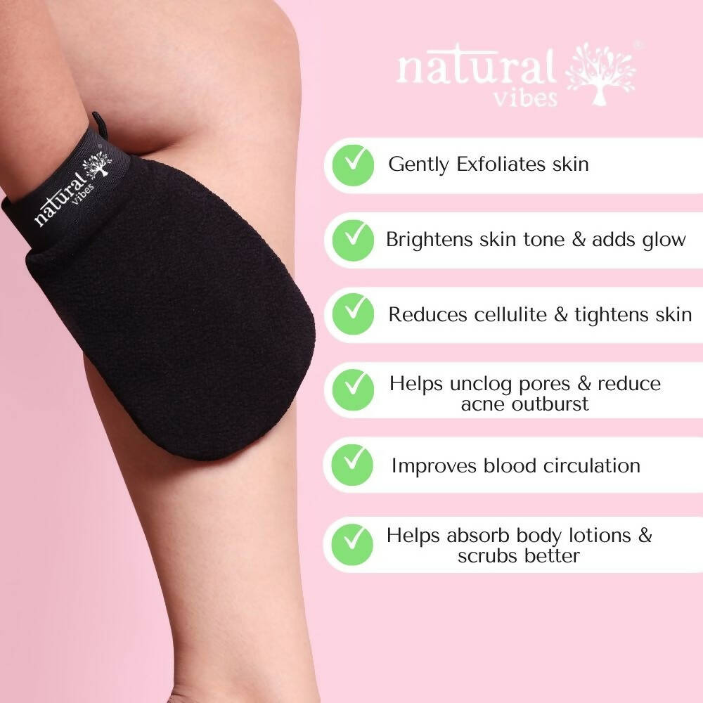 Natural Vibes Deep Cleanse & Exfoliating Routine - Shower Gel Body Wash & Scrubbing Glove - Distacart