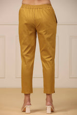 Thumbnail for Juniper Women's Mustard Cotton Spendex Solid Straight Pant - Distacart