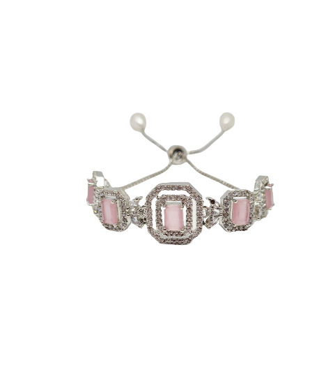 Rhodium-Plated Alloy American Diamond Studded Designer Bracelets - The Pari - Distacart