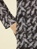 Thumbnail for Manyavar Black Panther Printed Mandarin Collar Kurta and Churidar - Distacart