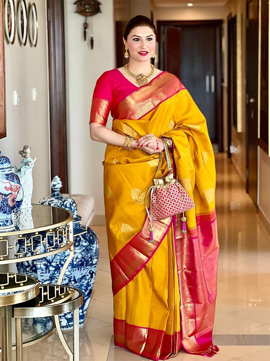 Kalini Ethnic Motifs Woven Design Zari Silk Cotton Banarasi Saree - Distacart