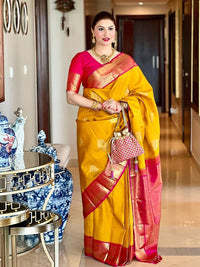 Thumbnail for Kalini Ethnic Motifs Woven Design Zari Silk Cotton Banarasi Saree - Distacart