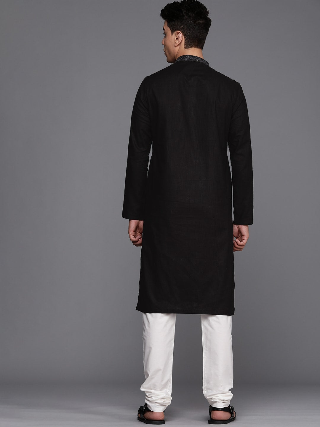 Manyavar Men Black Self Design Kurta with Churidar - Distacart