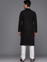 Thumbnail for Manyavar Men Black Self Design Kurta with Churidar - Distacart