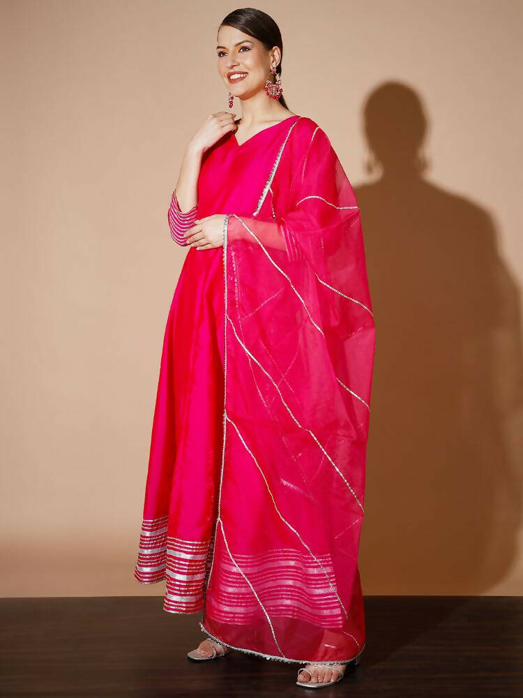 Myshka Women Pink Solid Kurta & With Dupatta - Distacart