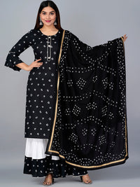 Thumbnail for Kalini Bandhani Printed Kurta with Sharara & Dupatta - Distacart