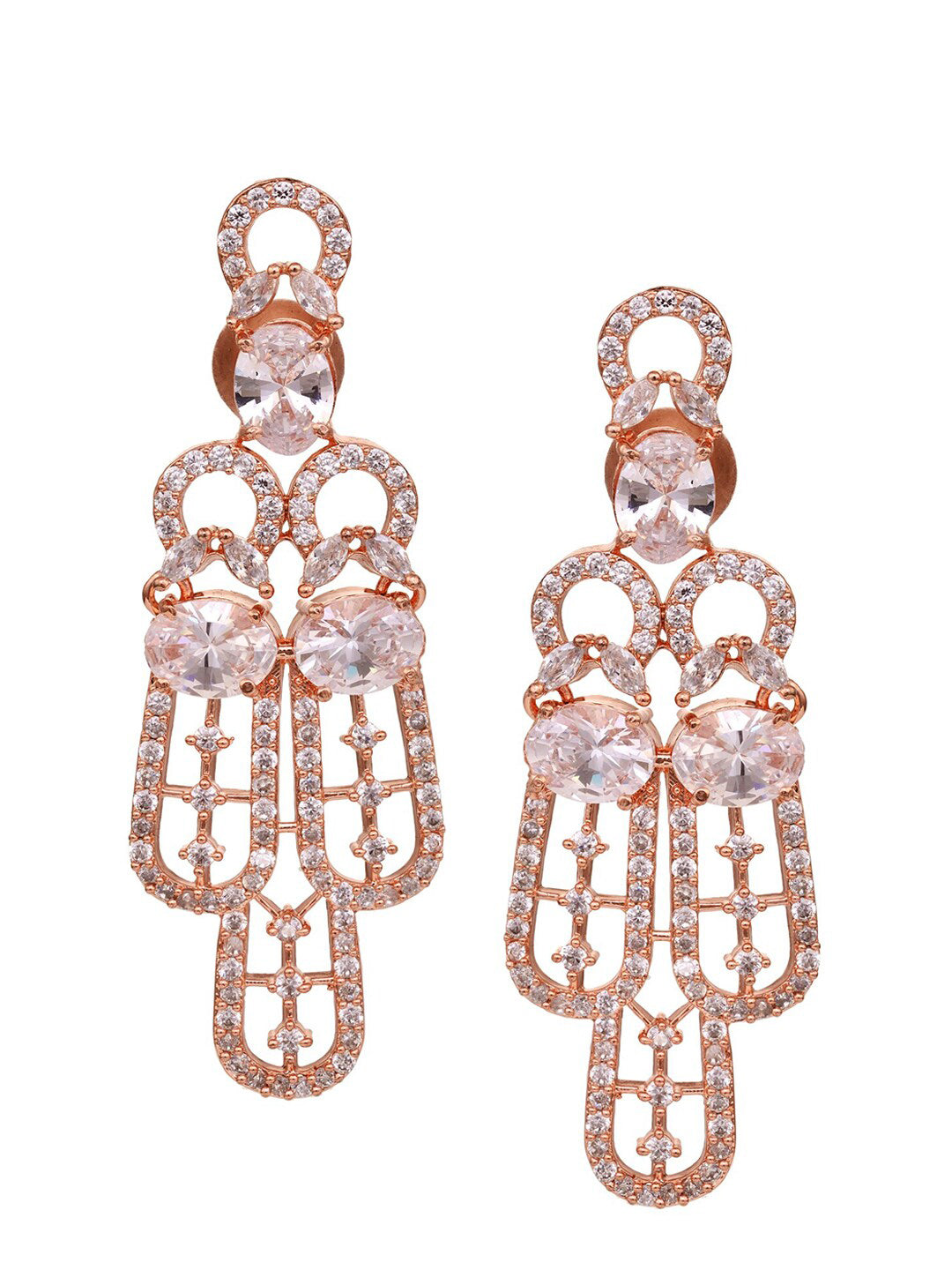 Saraf RS Jewellery Rose Gold-Plated White AD Studded Jewellery Set With Maang Tika - Distacart