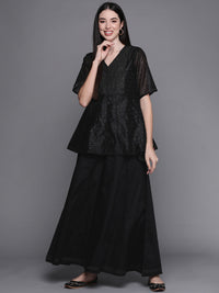 Thumbnail for Biba Women Black Embellished Kurti with Palazzos - Distacart