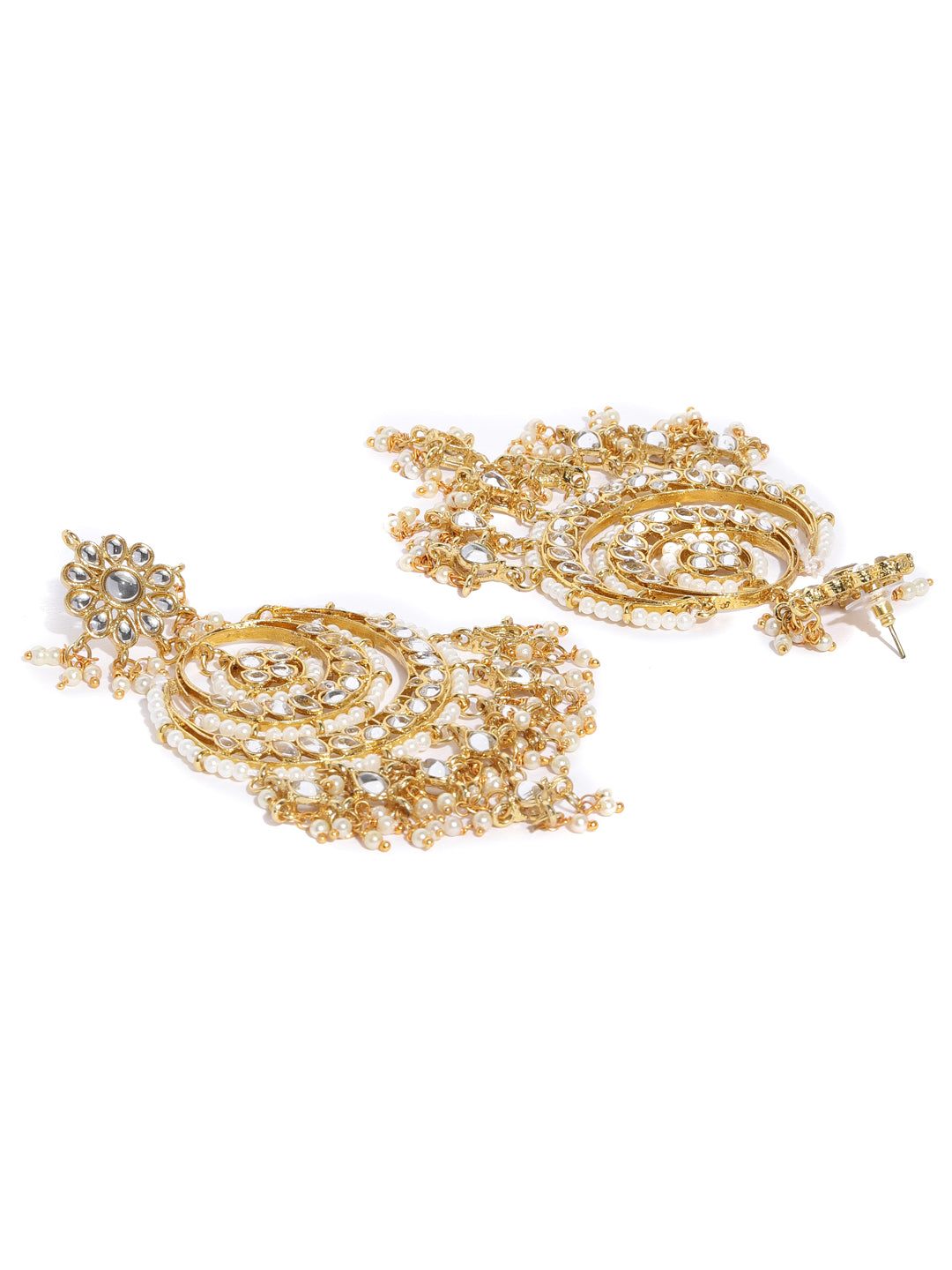Zaveri Pearls Gold-Toned Kundan & Pearls Studded Rani Haar Jewellery Set - Distacart