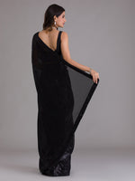 Thumbnail for Koskii Black Embellished Sequinned Saree - Distacart