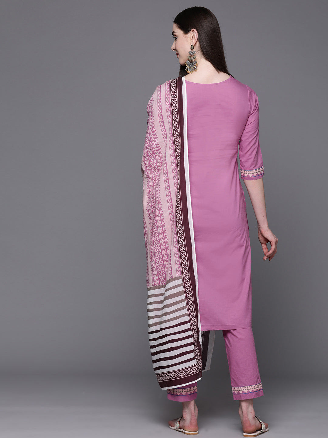 Biba Women Cotton Yoke Design Regular Kurta with Trousers & Dupatta - Distacart