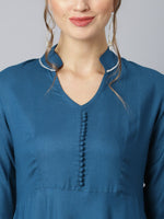 Thumbnail for Khushal K Women Blue Regular Gotta Patti Kurta with Trousers & With Dupatta - Distacart