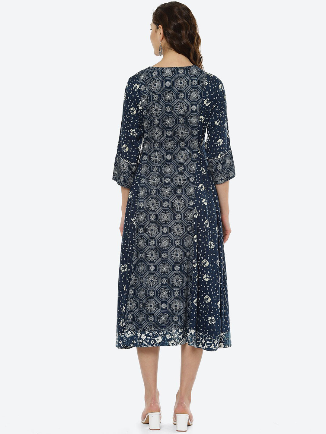 Biba Women Navy Blue & Navy Blue Printed Kurta - Distacart