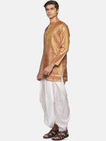 Thumbnail for Sethukrishna Men Art Silk Golden & Red Kurta with Dhoti Pants - Distacart