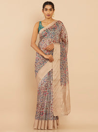 Thumbnail for Soch Beige & Pink Floral Zari Art Silk Saree - Distacart