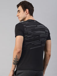 Thumbnail for HRX by Hrithik Roshan Men Black Printed Rapid Dry Lightweight Regular Fit Running T-shirt - Distacart