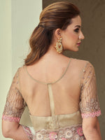 Thumbnail for Mitera White & Pink Sequinned Pure Georgette Saree - Distacart