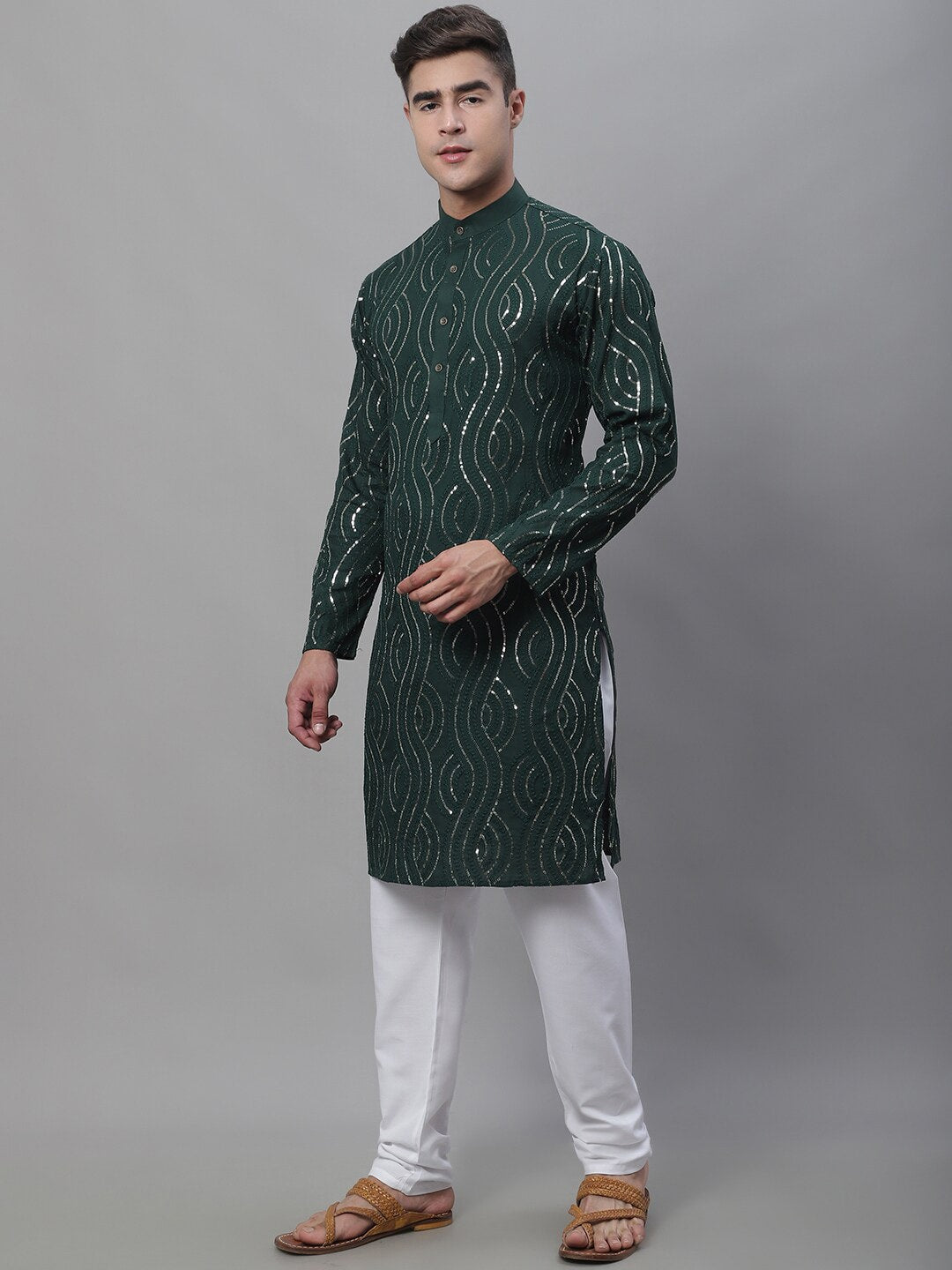Sojanya Geometric Embroidered Pure Cotton Kurta With Churidar - Distacart