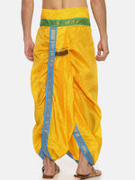 Thumbnail for Sethukrishna Yellow Solid Double Layer Readymade Dhoti Pant - Distacart
