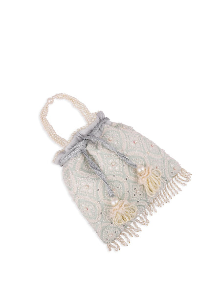 Masq Blue & Gold-Toned Embellished Embroidered Potli Clutch - Distacart