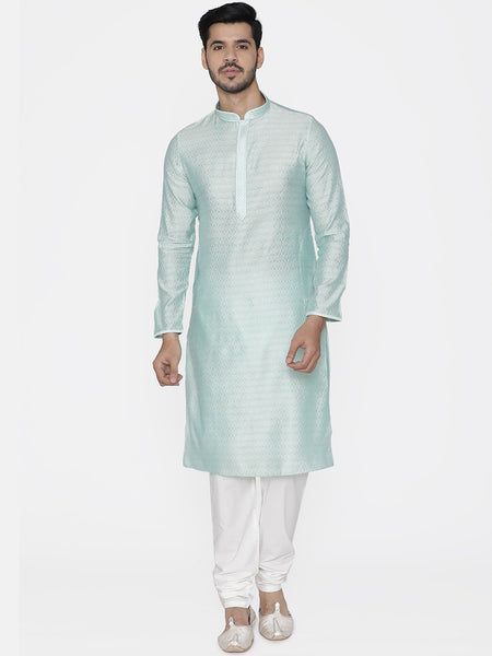 Manyavar Men Blue Woven Design Kurta with Churidar - Distacart
