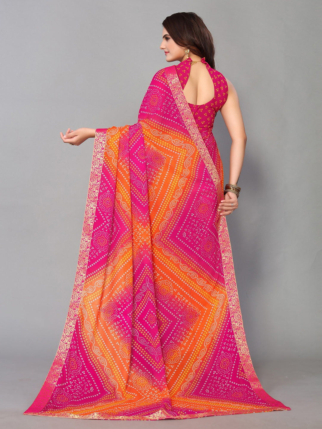 Kalini Bandhani Printed Saree - Distacart