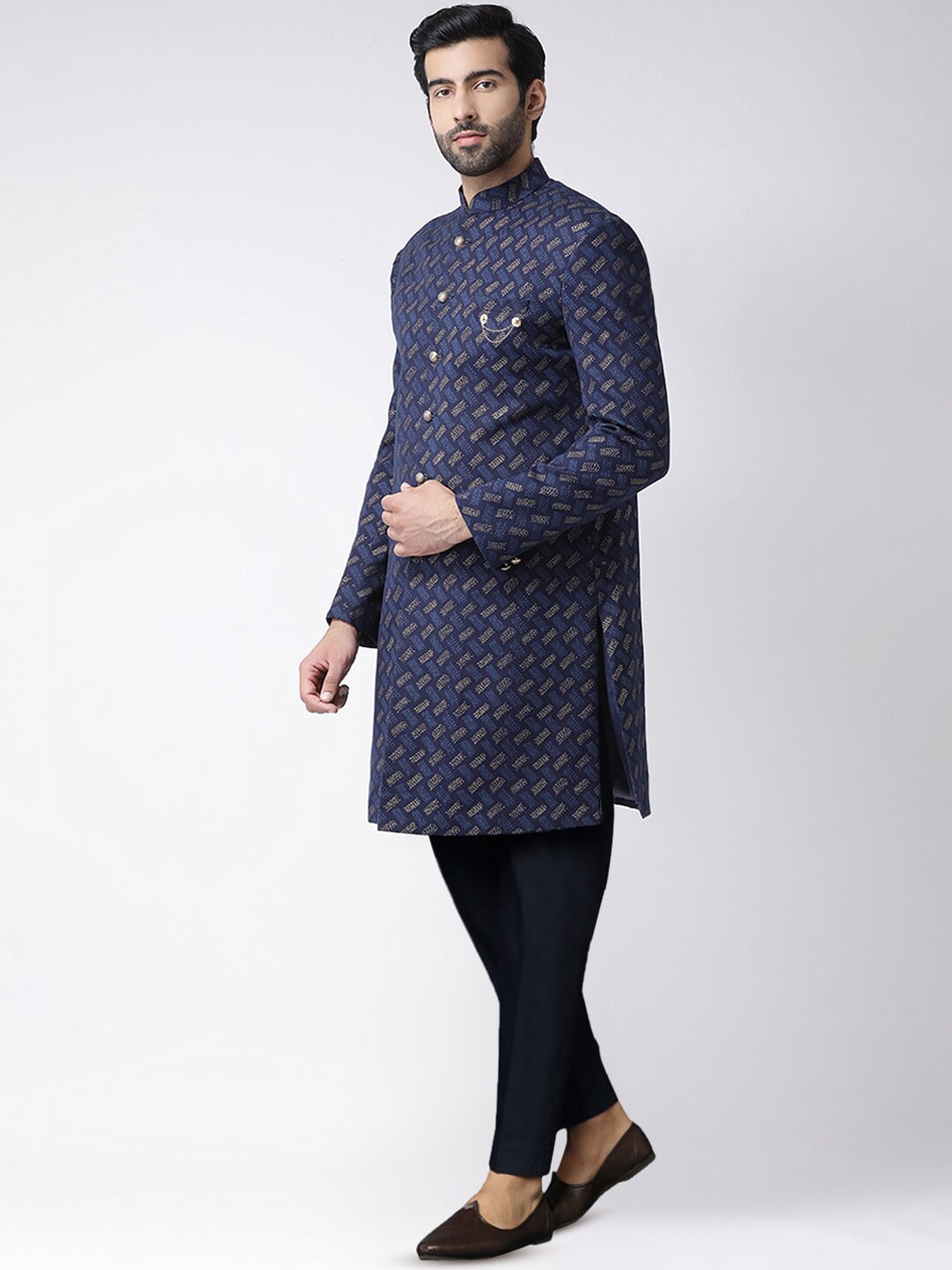 KISAH Self-Design Cotton Sherwani Set - Distacart
