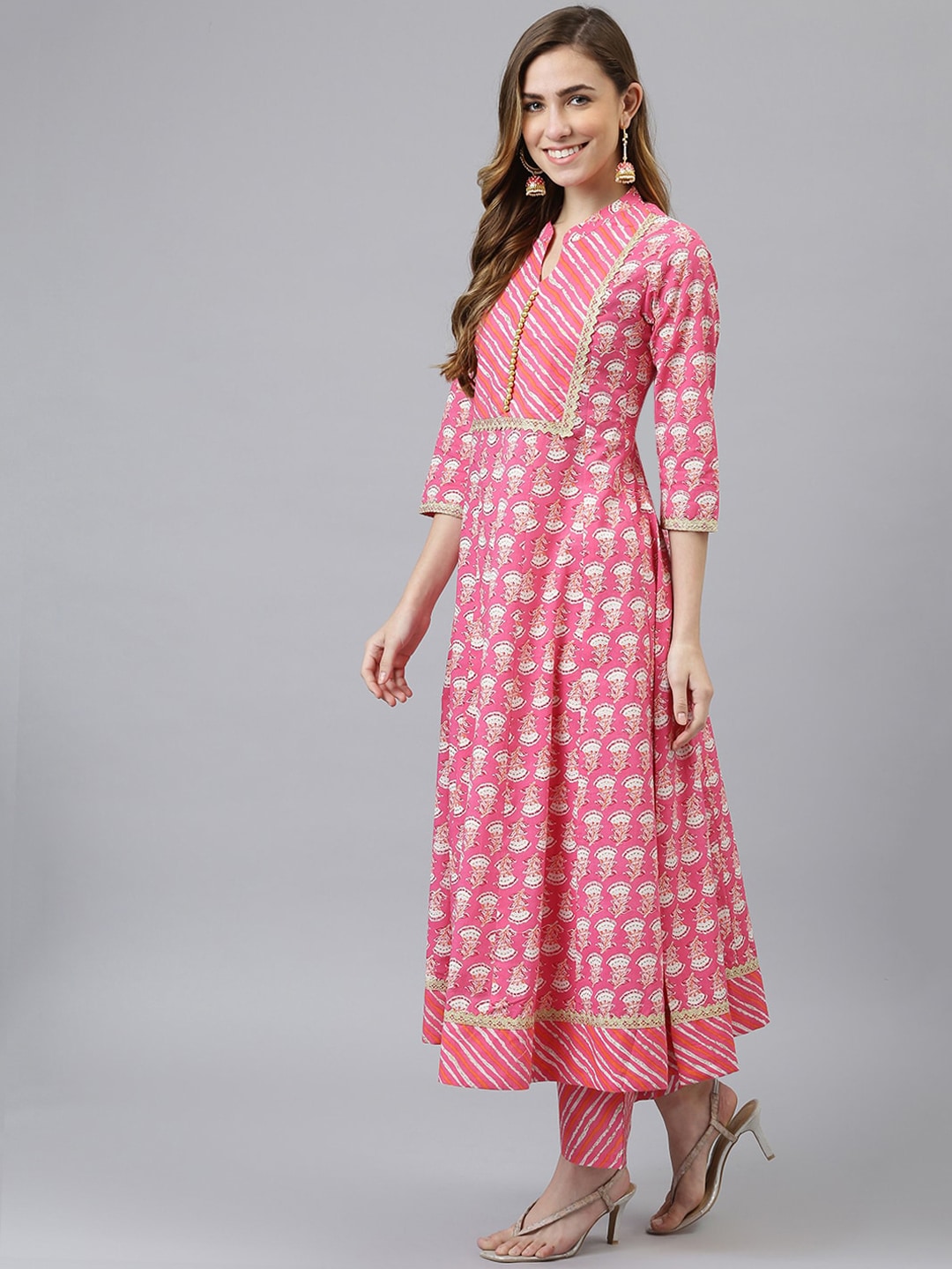 Khushal K Women Pink Ethnic Motifs Printed Kurta with Palazzos & Dupatta - Distacart