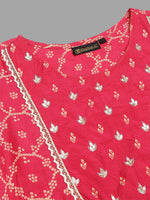 Thumbnail for Khushal K Bandhani Printed Gotta Patti Kurta with Palazzos & Dupatta - Distacart