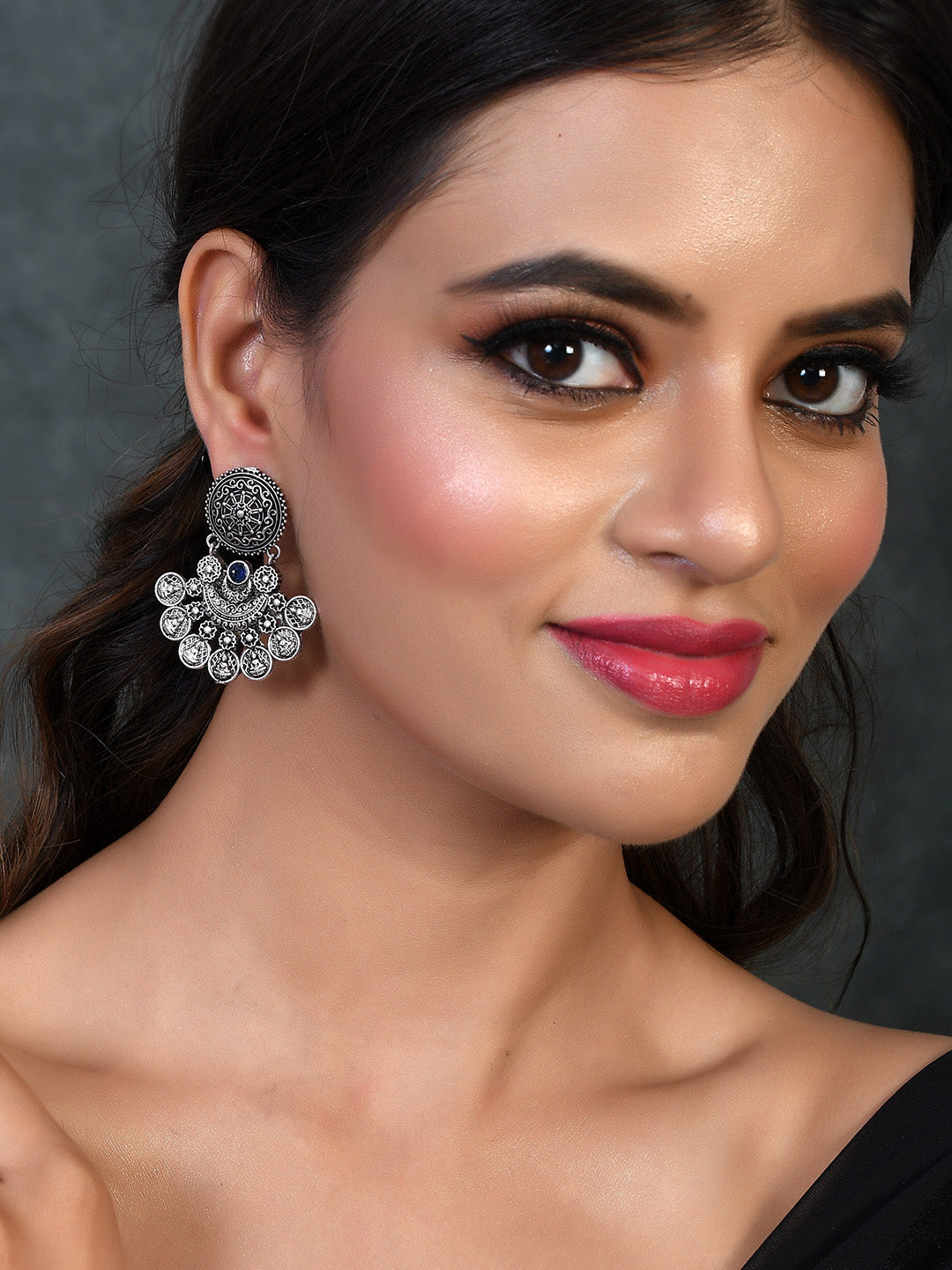 Shoshaa Silver-Toned Classic Chandbalis Earrings - Distacart