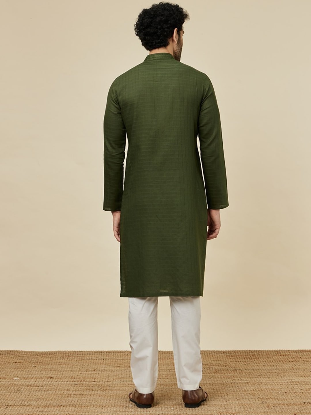 Manyavar Ethnic Motifs Woven Design Pure Cotton Kurta with Pyjamas - Distacart