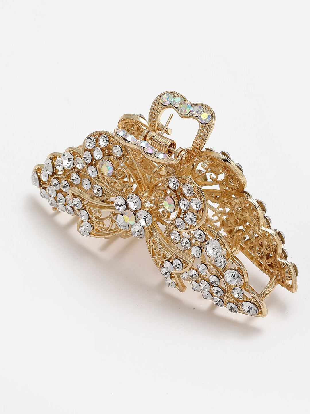 Panash Women Gold-Toned & White Embellished Claw Clip - Distacart