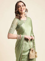 Thumbnail for Mitera Sequinned Pure Chiffon Saree - Distacart