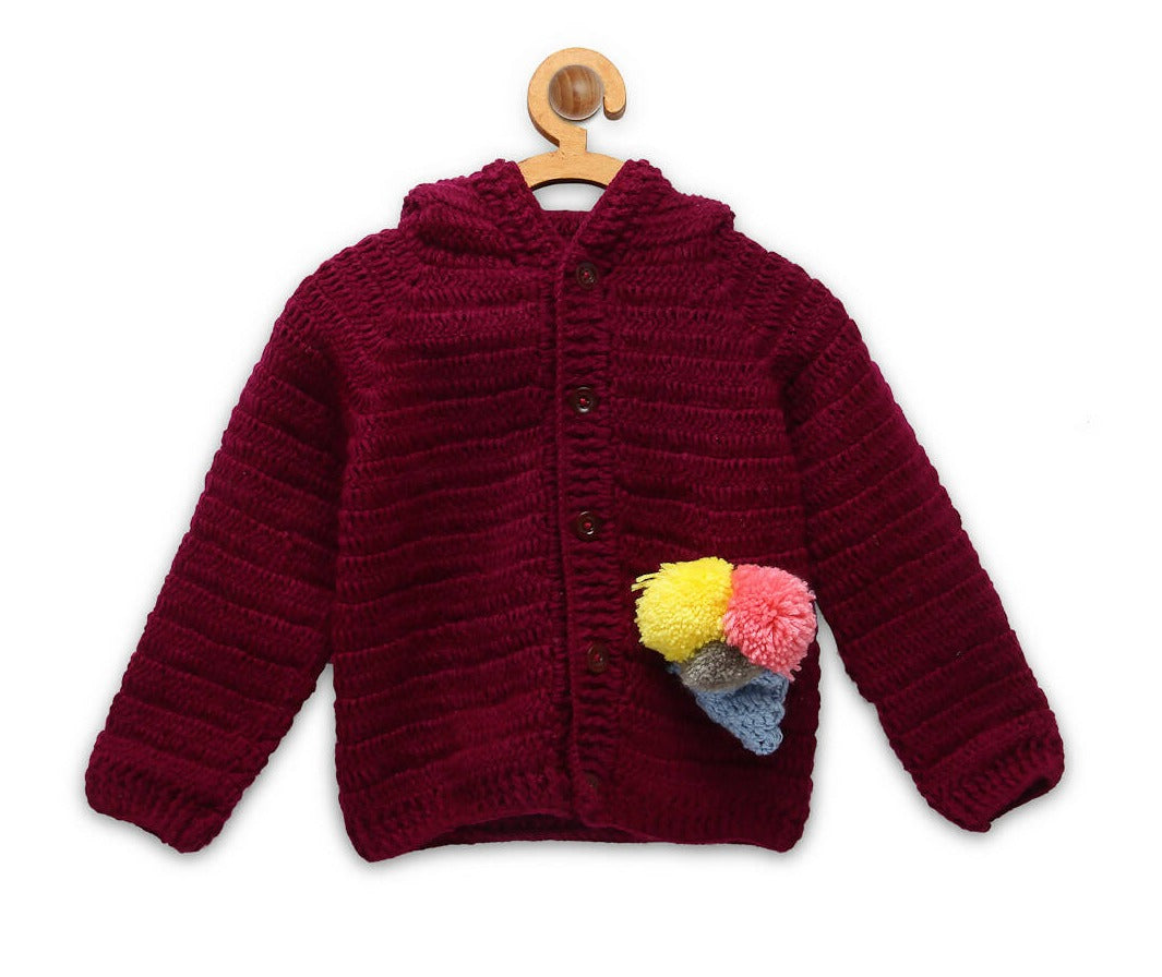 Chutput Kids Maroon Coloured Solid Pullover For Baby Boys Sweater For Baby Boys - Distacart