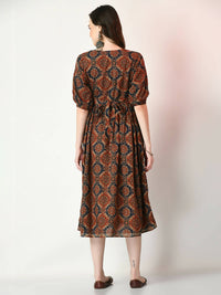 Thumbnail for Myshka Women's Multi Empire Printed Dress - Distacart