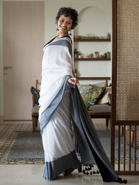 Thumbnail for Suta White Woven Design Cotton Blend Saree - Distacart