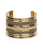 Thumbnail for Brass Alloy Classic Engraved Gold Cuff Bangle - The Pari - Distacart