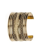 Thumbnail for Brass Alloy Classic Engraved Gold Cuff Bangle - The Pari - Distacart