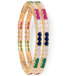 Thumbnail for Gold-Plated Alloy Set Of 2 Multicolou Ad Bangles - The Pari - Distacart