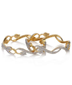 Thumbnail for Gold-Plated Alloy Designer American Diamond Bangle Set - The Pari - Distacart