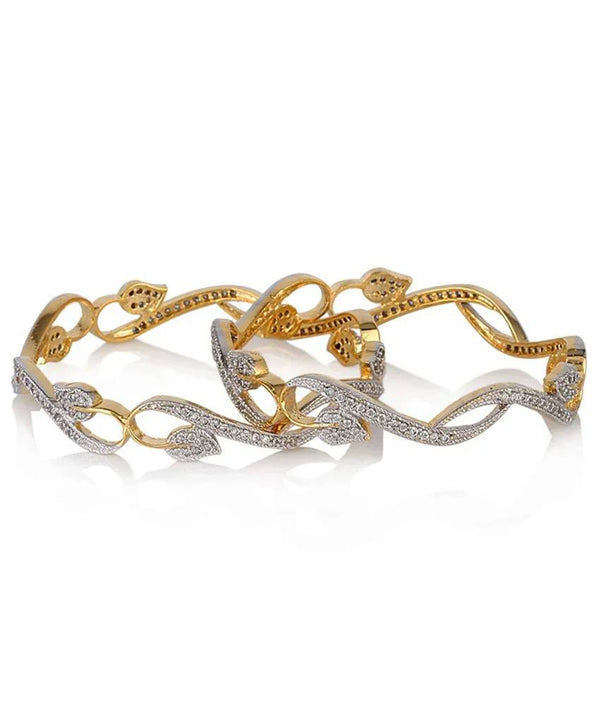 Gold-Plated Alloy Designer American Diamond Bangle Set - The Pari - Distacart