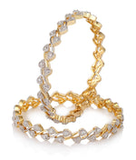 Thumbnail for Gold-Plated Alloy Leaf Shaped Ad Bangle Set - The Pari - Distacart