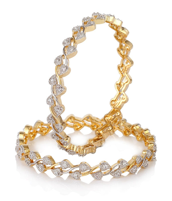 Gold-Plated Alloy Leaf Shaped Ad Bangle Set - The Pari - Distacart