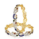 Thumbnail for Gold-Plated Alloy Enamel Coated Ad Peacock Bangle Set - The Pari - Distacart