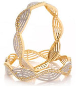 Thumbnail for Gold-Plated Alloy Spiral Design American Diamond Bangles - The Pari - Distacart