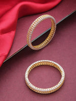 Thumbnail for Gold-Plated Alloy Elagant Design American Diamond Bangle Set - The Pari - Distacart