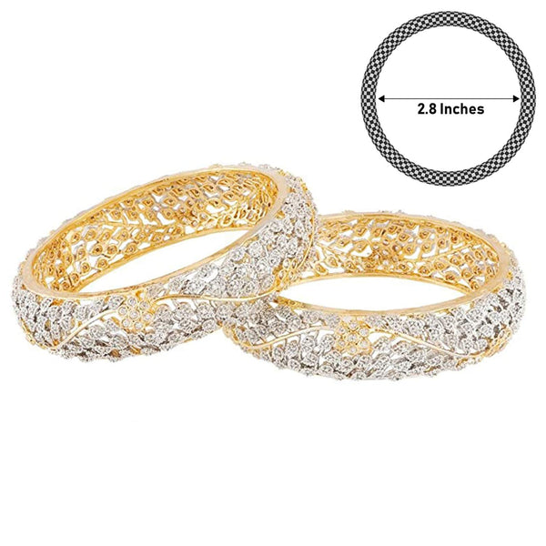 Gold-Plated Alloy Delicate Work Ad Designer Bangle Set - The Pari - Distacart
