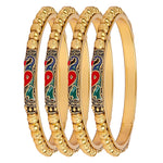 Thumbnail for Gold-Plated Alloy Peacock Design Set Of 4 Gold Plated Bangles - The Pari - Distacart
