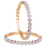 Thumbnail for Gold-Plated Alloy Thin Flower American Diamond Bangle Set - The Pari - Distacart