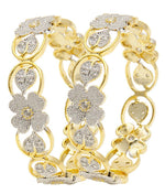 Thumbnail for Gold-Plated Alloy Flower Design American Diamond Bangle Set - The Pari - Distacart